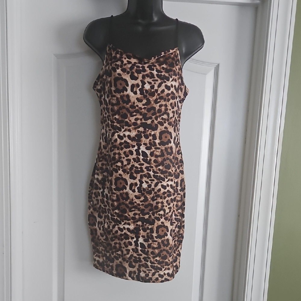 SHEIN Brown Leopard Print Mini Dress